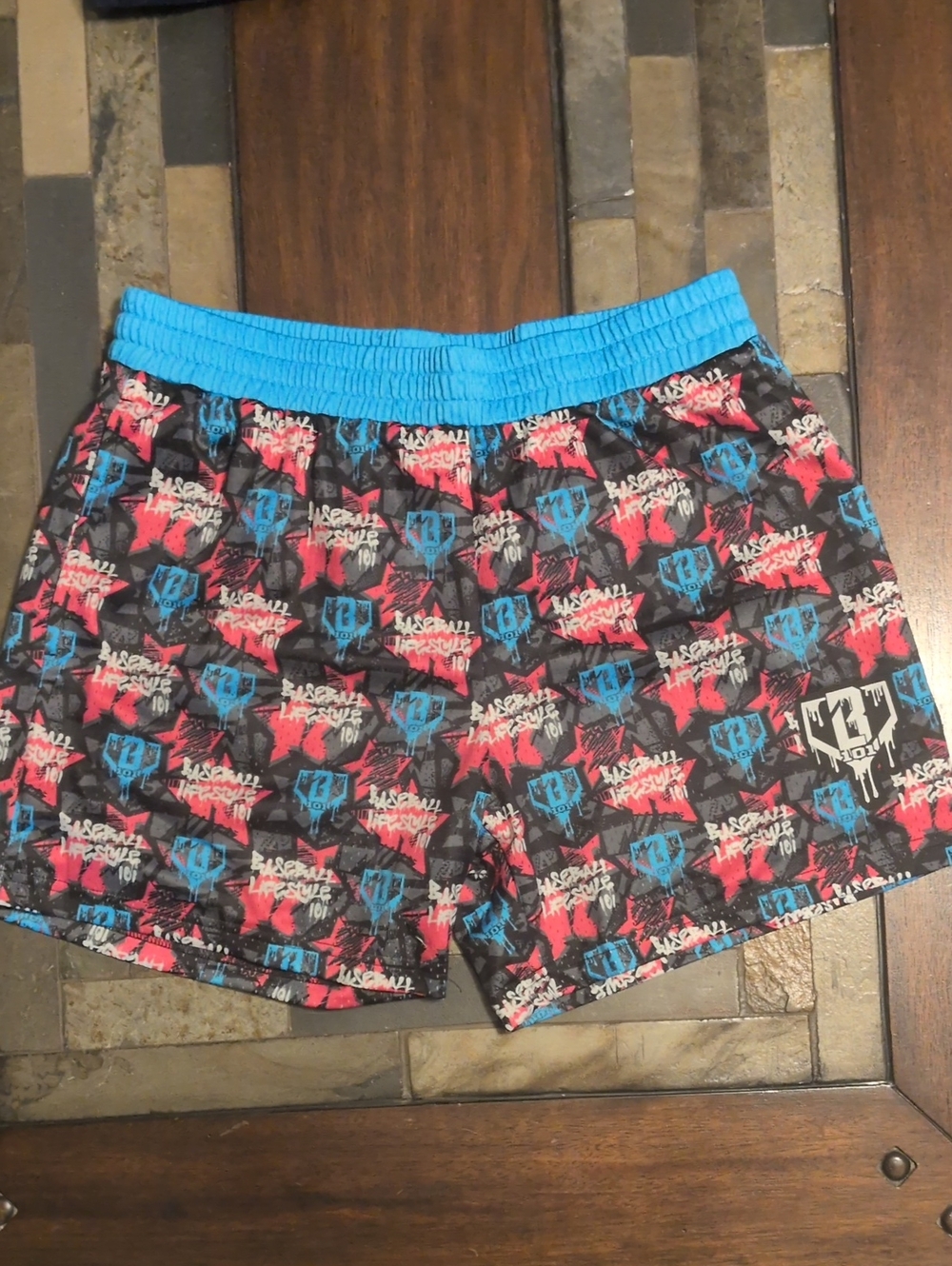 Baseball Lifestyle 101 Men's Shorts with Black Multi-Color Print And Logo